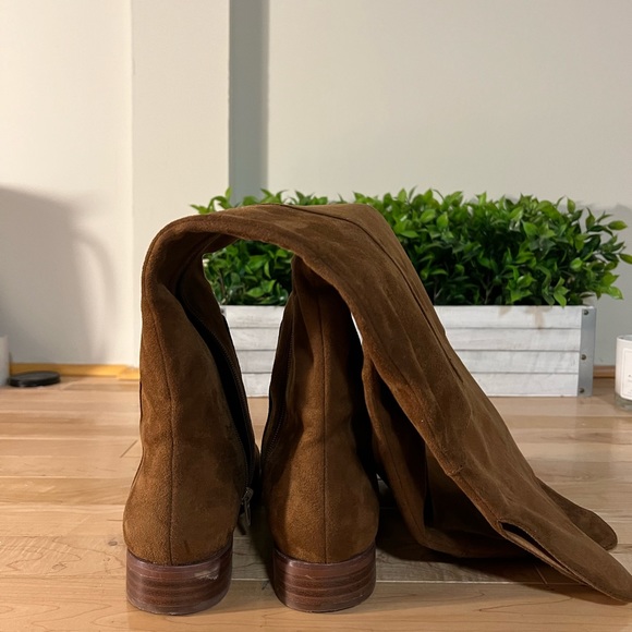 J. Crew Over the Knee Microsuede Chestnut Boots Flat - Picture 4 of 8